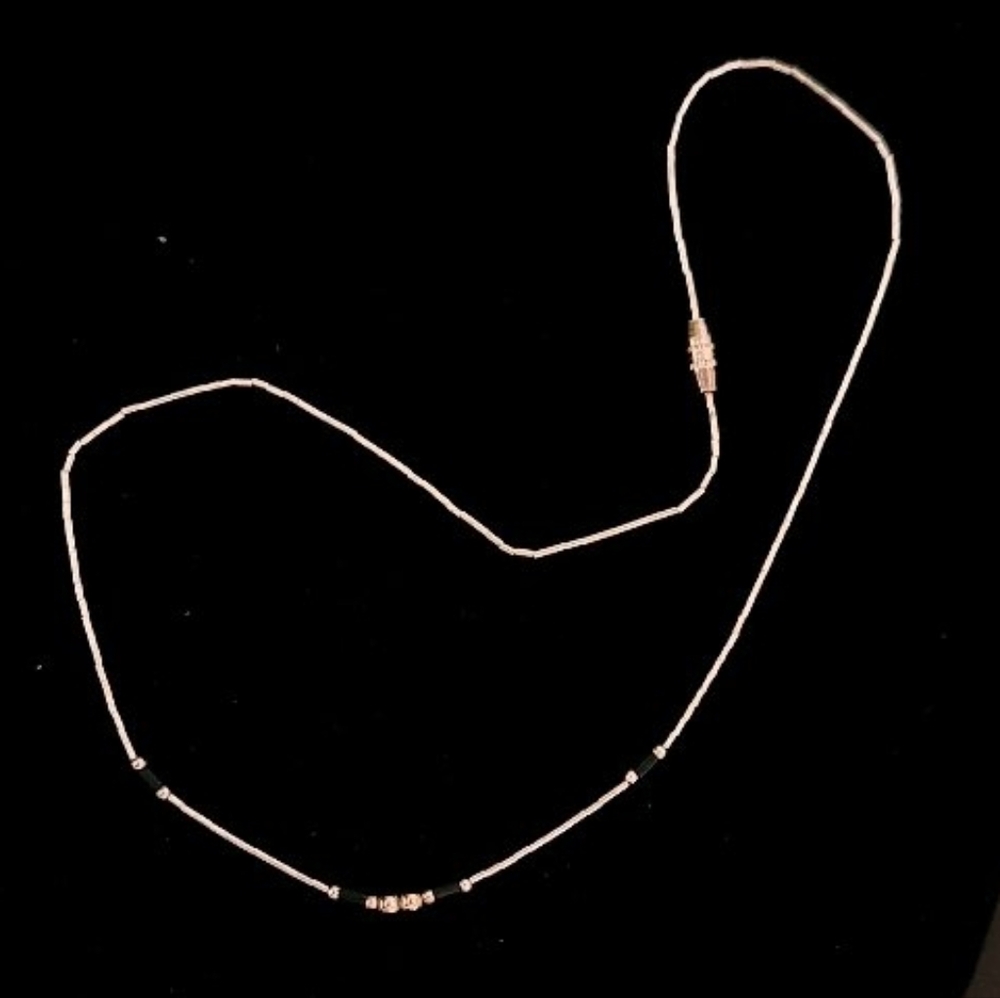 Costume Silver and Black Beaded Necklace